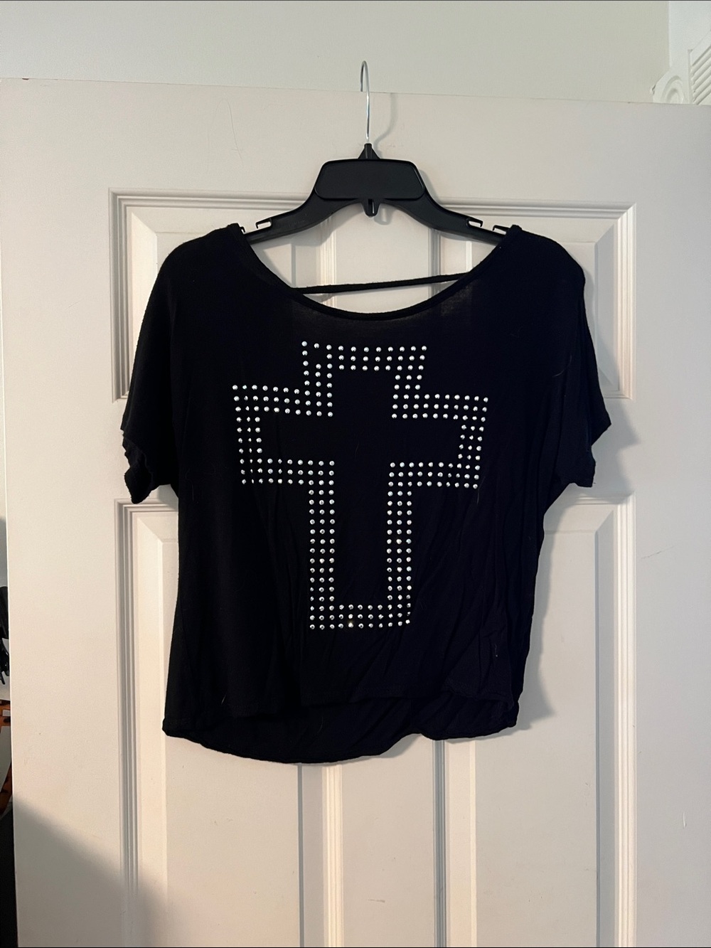 Black Studded Cross Women's Tee